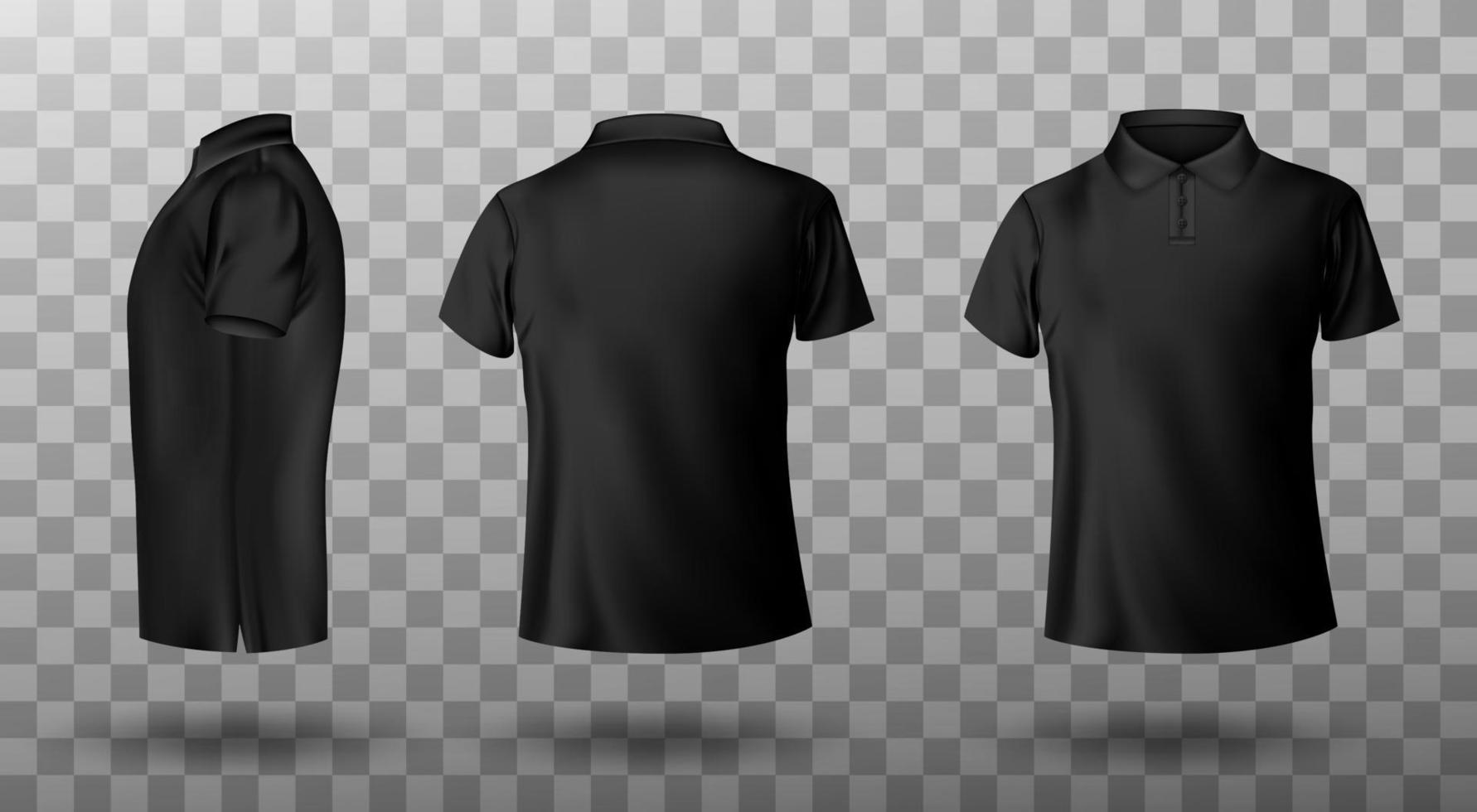 realistisch mockup van mannetje zwart polo overhemd vector