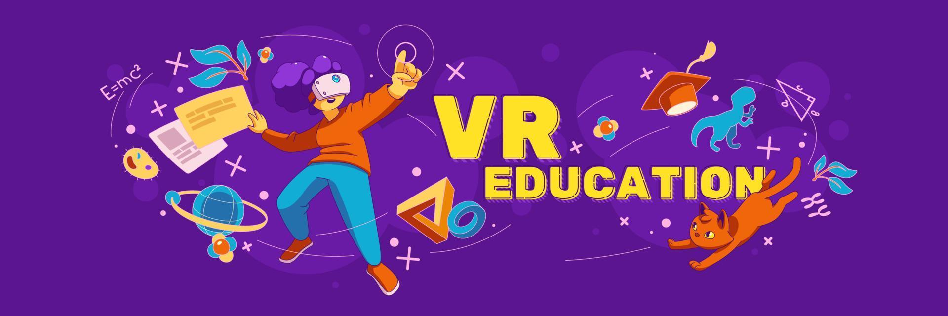 vr onderwijs poster, virtueel realiteit technologieën vector