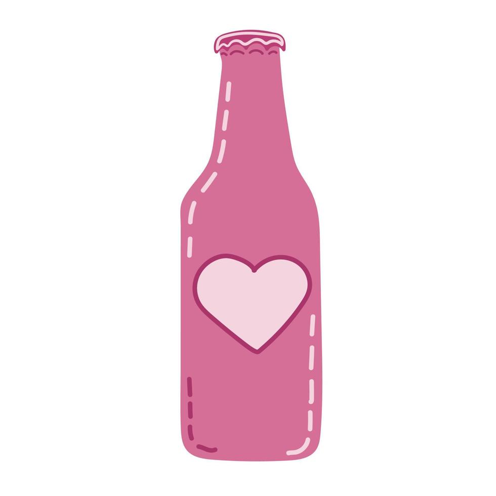 fles vector icoon met hart teken. bar alcohol drank icoon en favoriet, Leuk vinden, liefde, zorg symbool. vector illustratie.
