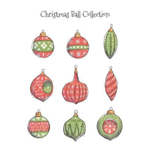 Aquarel kerstballen collectie vector