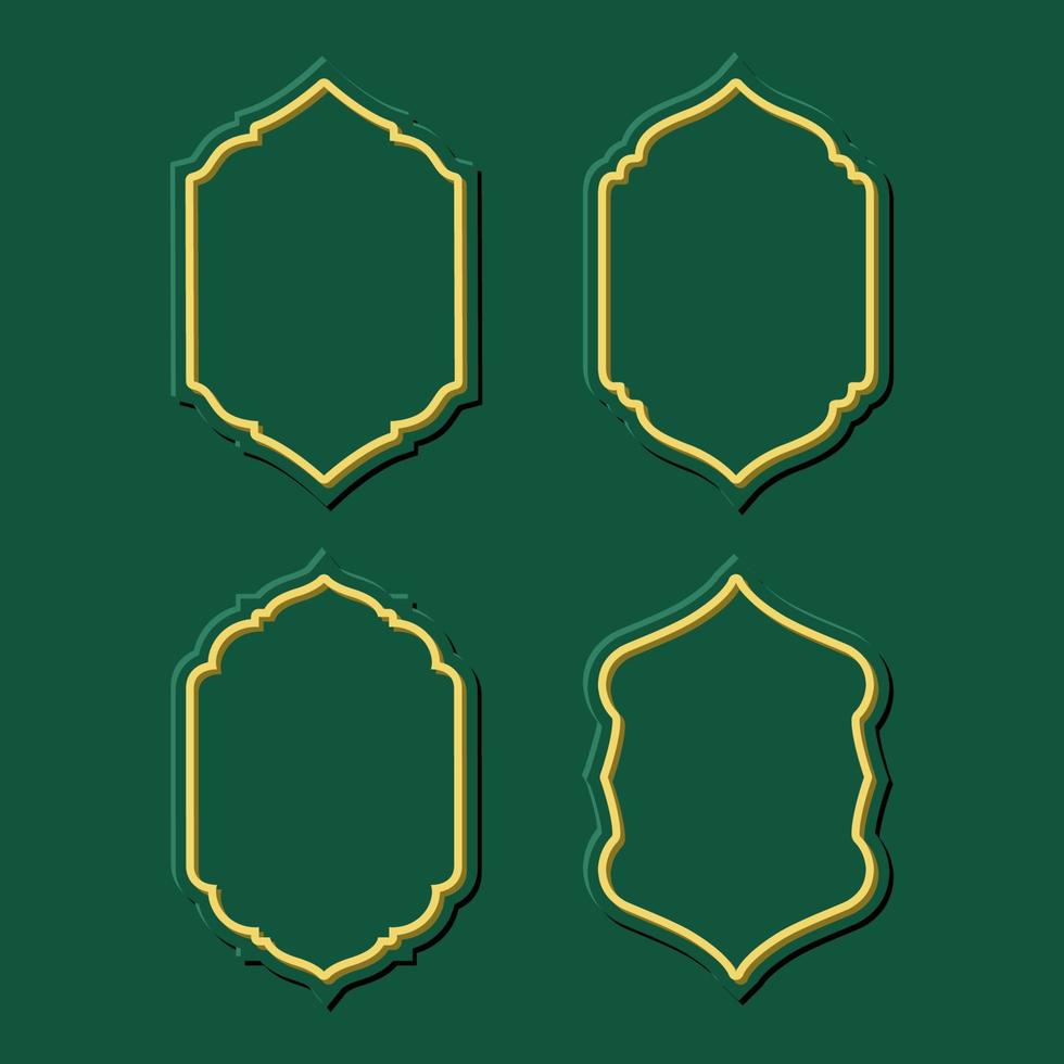 Arabisch kader Sjablonen achtergrond set. Islamitisch badges ontwerp reeks vector
