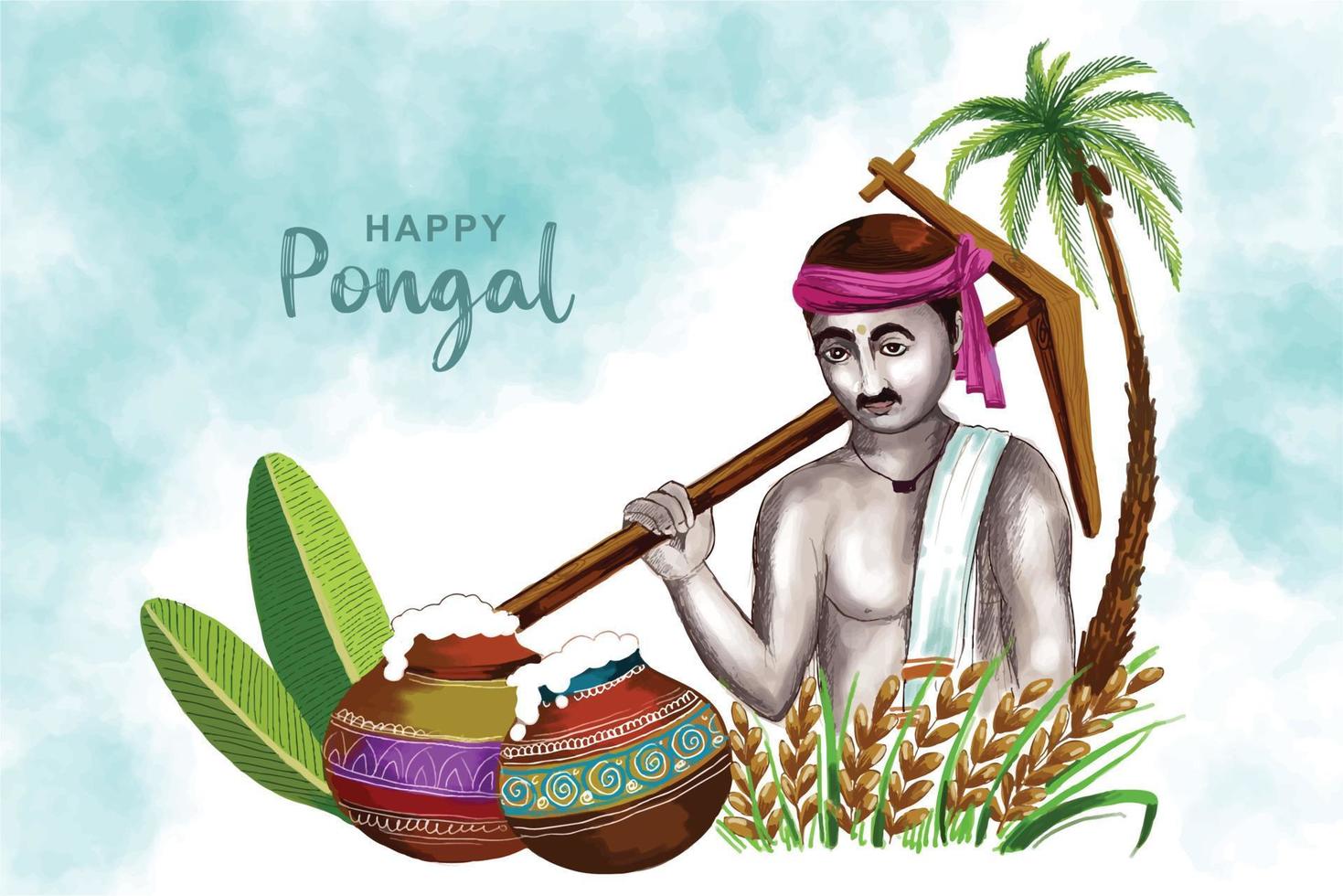 gelukkige pongal festival viering achtergrond vector