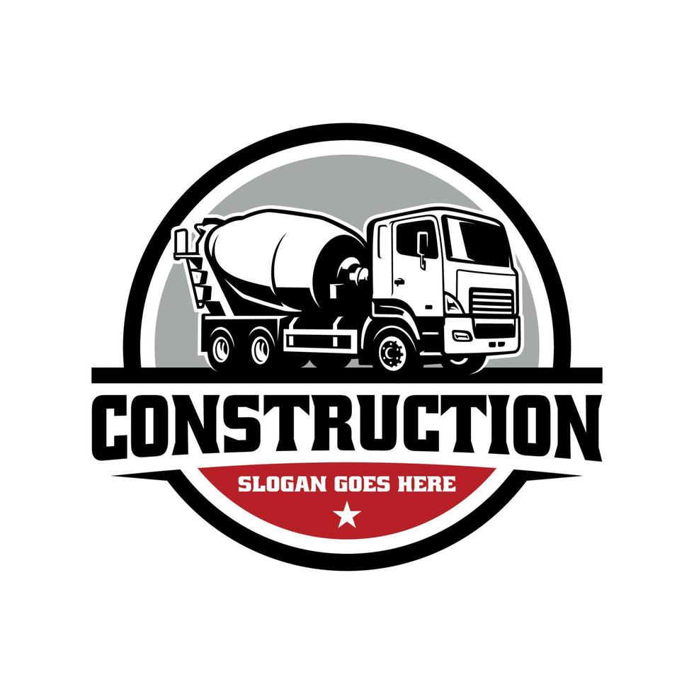betonmixer vrachtwagen, bouw voertuig illustratie logo vector
