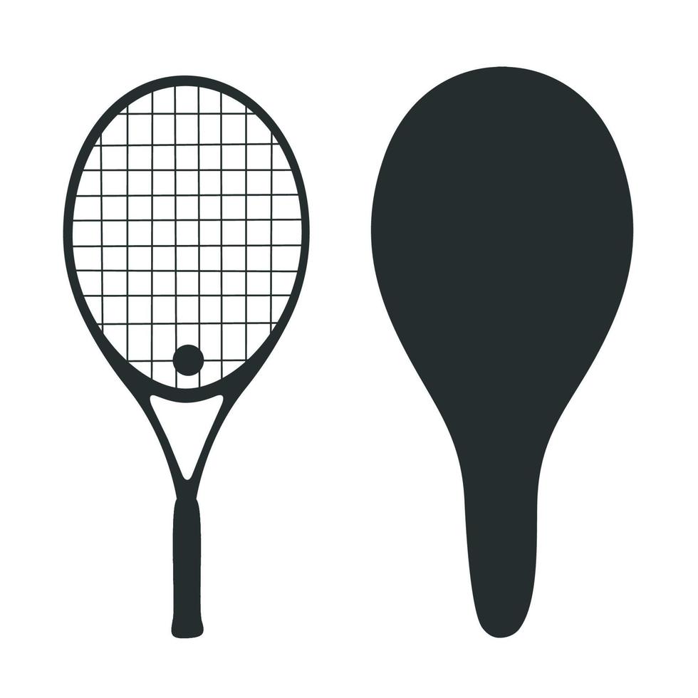 vlak vector illustratie in kinderachtig stijl. hand- getrokken tennis racket met een geval