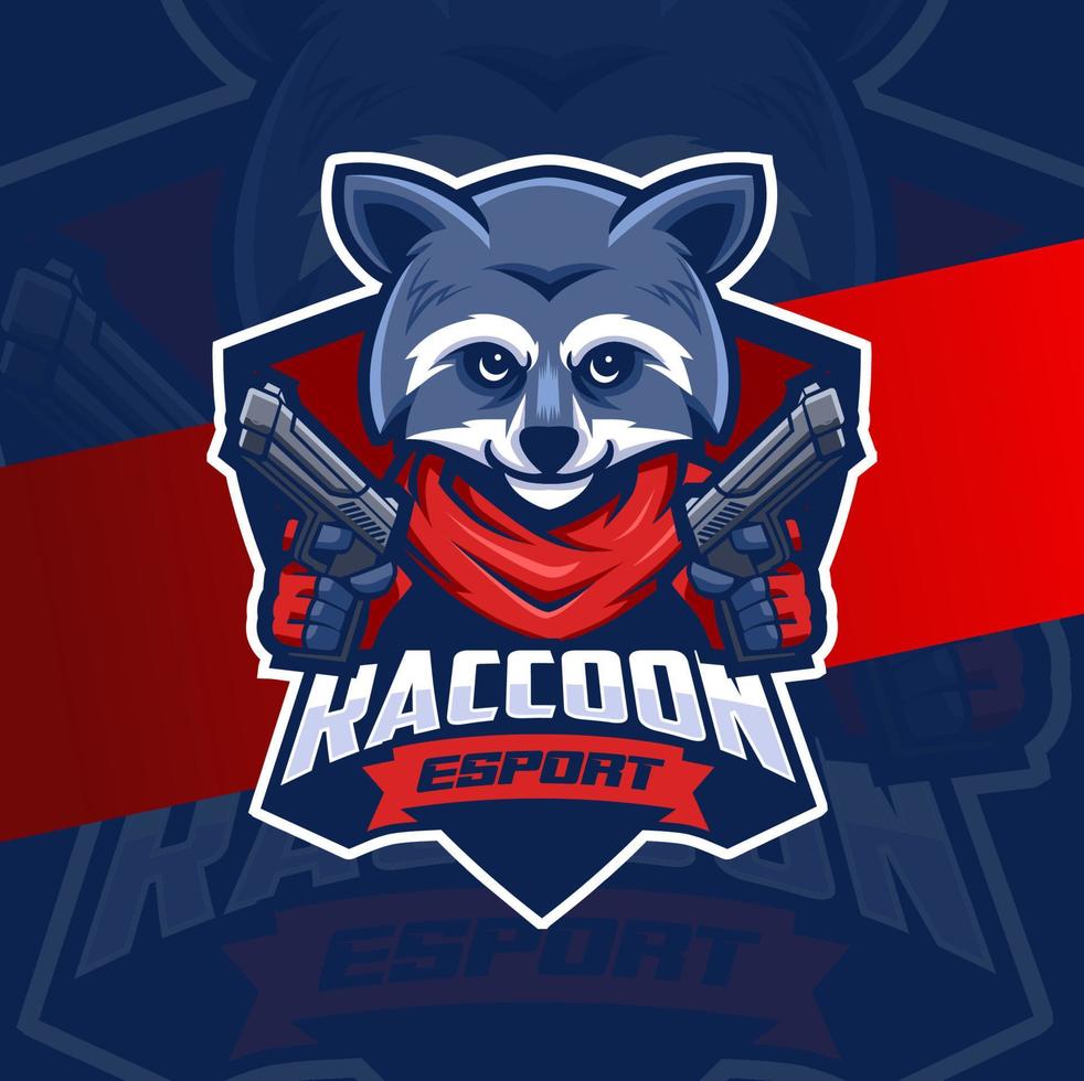 maffia wasbeer met geweer mascotte esport logo ontwerp karakter vector