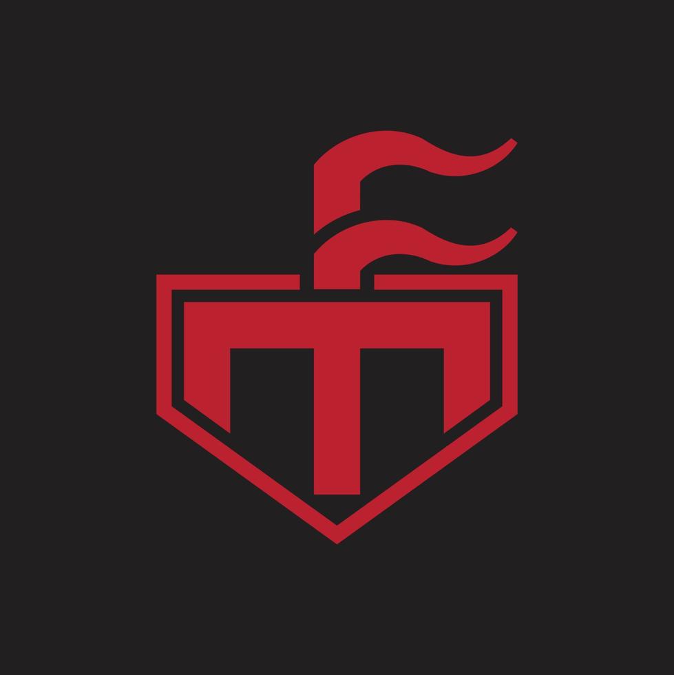 eerste brief f, m, fm of mf overlappend, ineengrijpen, monogram logo, rood kleur Aan zwart achtergrond vector