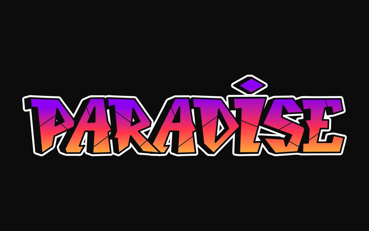 paradijs woord trippy psychedelisch graffiti stijl letters.vector hand- getrokken tekening tekenfilm logo paradijs illustratie. grappig koel trippy brieven, mode, graffiti stijl afdrukken t-shirt, poster concept vector