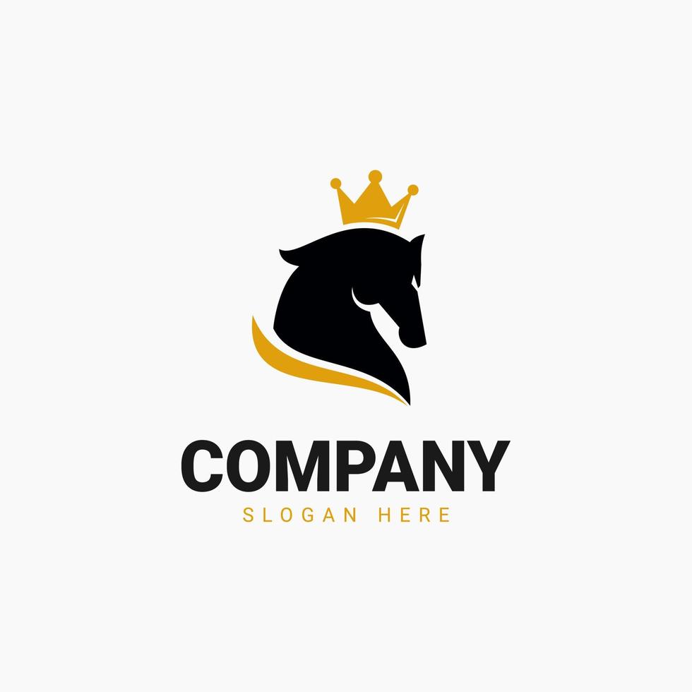 paard en kroon ridder silhouet logo Koninklijk vector