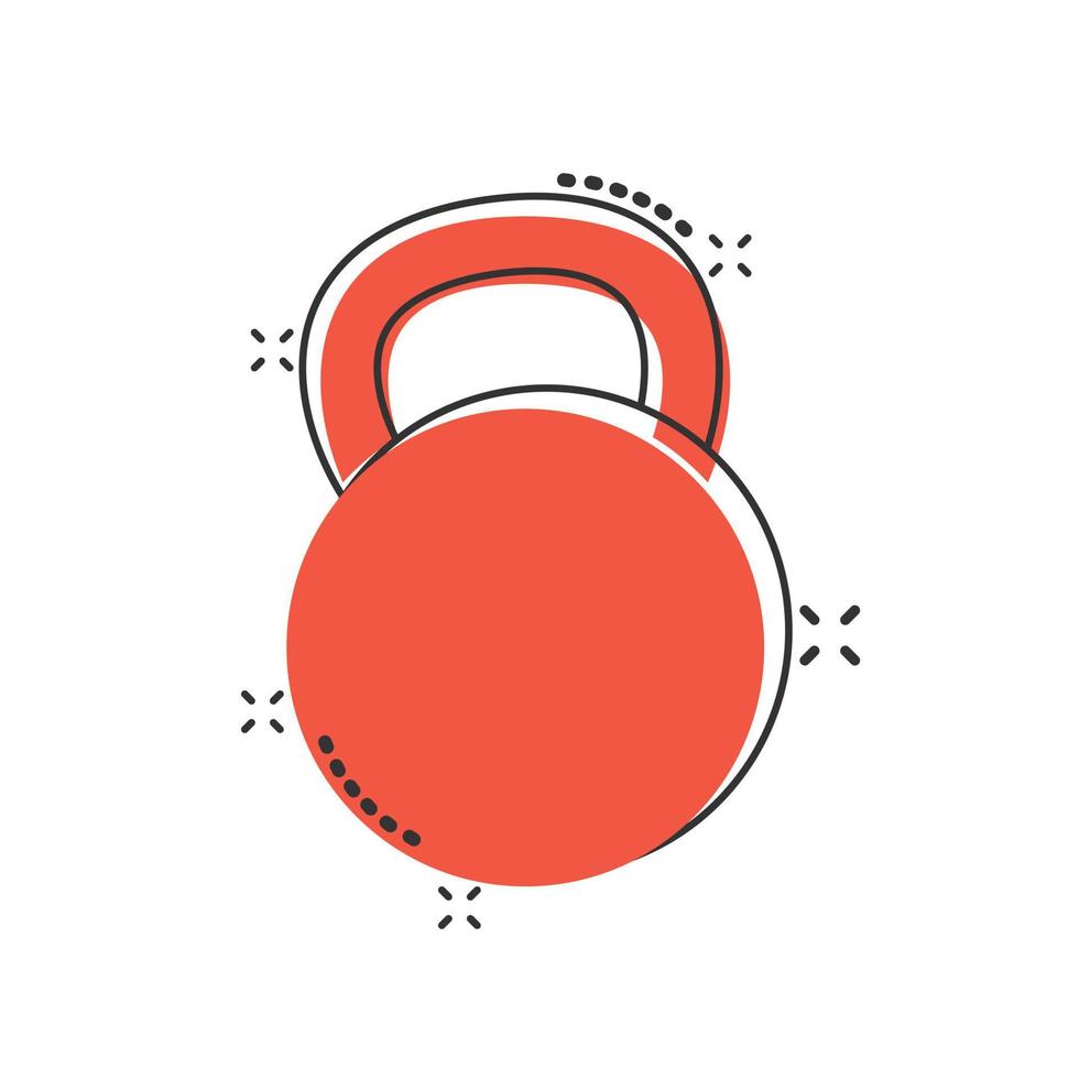 kettlebell icoon in grappig stijl. barbell sport uitrusting tekenfilm vector illustratie Aan wit geïsoleerd achtergrond. halter plons effect bedrijf concept.