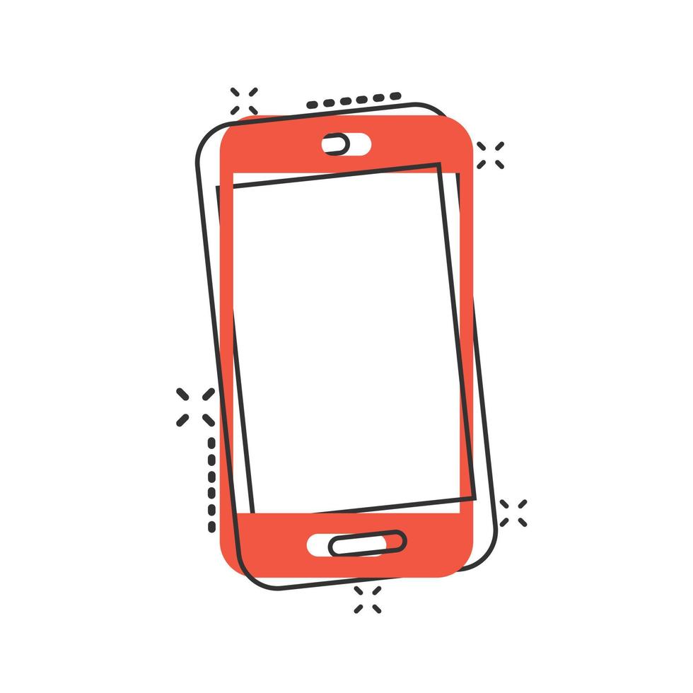 smartphone blanco scherm icoon in grappig stijl. mobiel telefoon tekenfilm vector illustratie Aan wit geïsoleerd achtergrond. telefoon plons effect bedrijf concept.