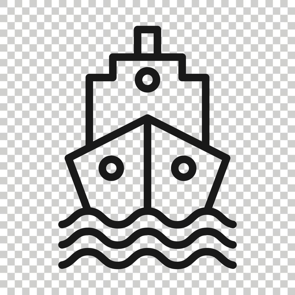 toerisme schip icoon in vlak stijl. visvangst boot vector illustratie Aan wit geïsoleerd achtergrond. tanker bestemming bedrijf concept.