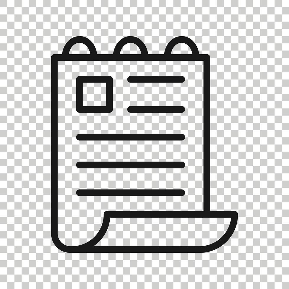 document Notitie icoon in vlak stijl. papier vel vector illustratie Aan wit achtergrond. kladblok document bedrijf concept.