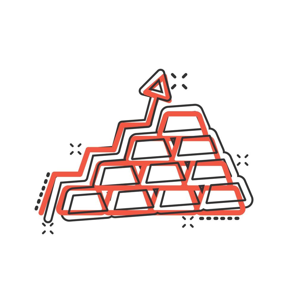 goud stack prijs toenemen icoon in grappig stijl. zilver steen diagram tekenfilm vector illustratie Aan wit geïsoleerd achtergrond. metaal bank plons effect bedrijf concept.