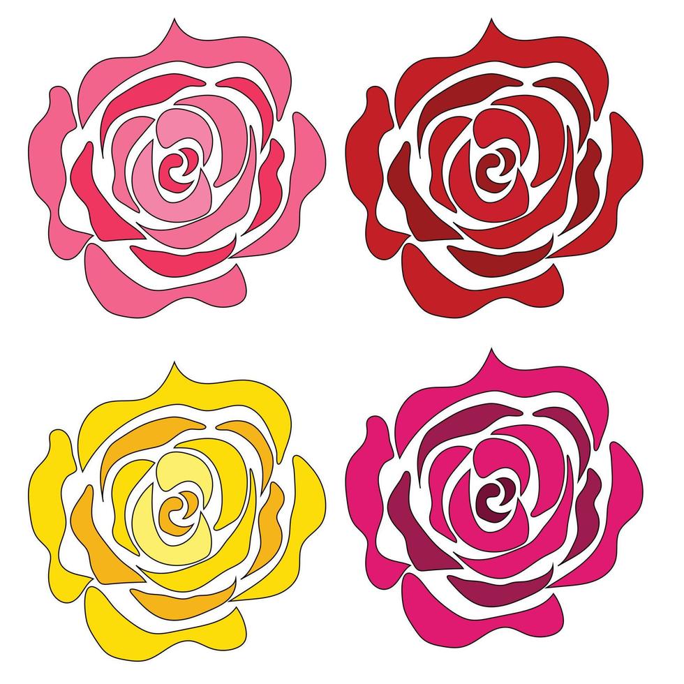 reeks van bloeiende rozen van verschillend kleuren vector
