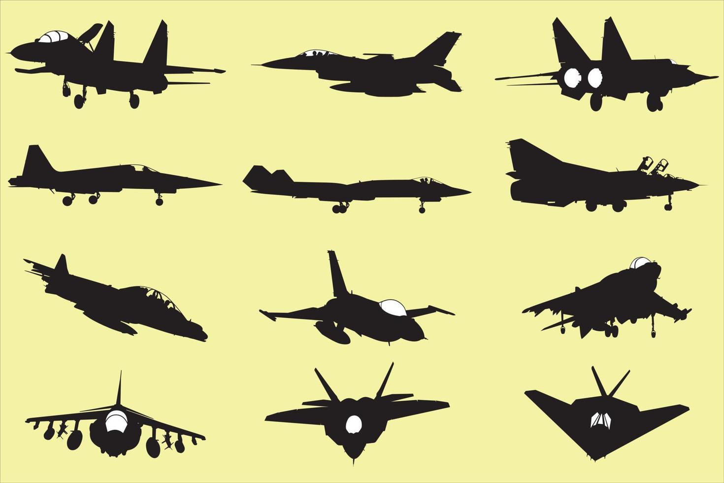 divers soorten van oorlog gevecht apparatuur, vliegtuigen, vechter jets, modern vliegtuig vector