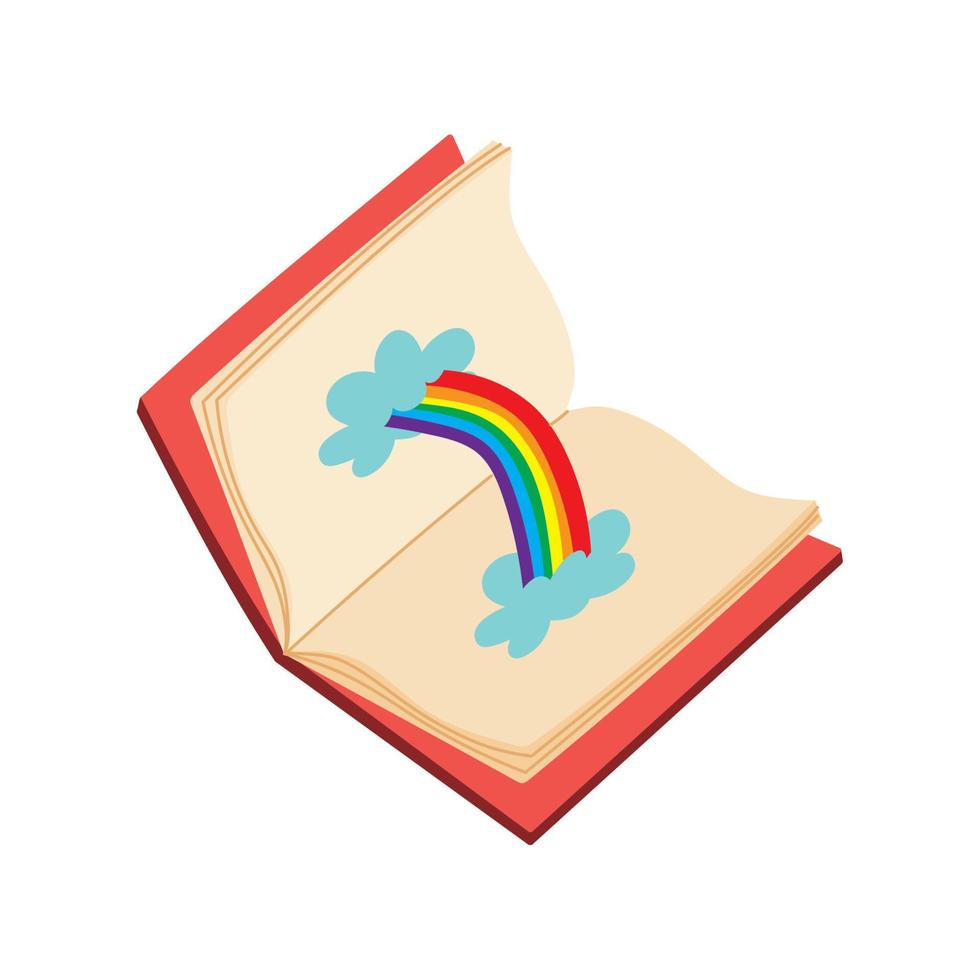 boek verhaal met regenboog vector