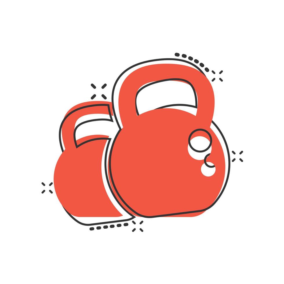 kettlebell icoon in grappig stijl. barbell sport uitrusting tekenfilm vector illustratie Aan wit geïsoleerd achtergrond. halter plons effect bedrijf concept.