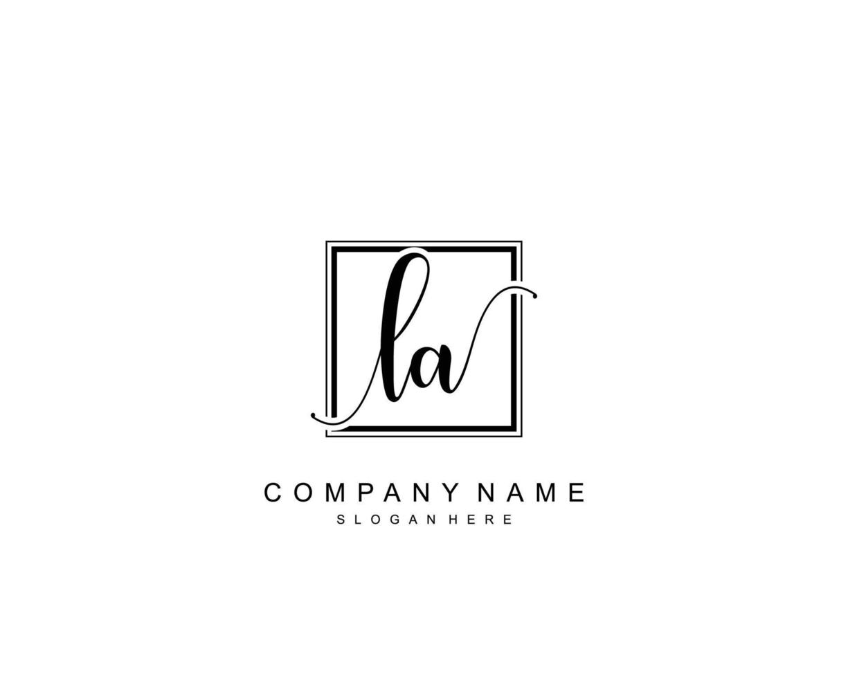 eerste la schoonheid monogram en elegant logo ontwerp, handschrift logo van eerste handtekening, bruiloft, mode, bloemen en botanisch met creatief sjabloon. vector