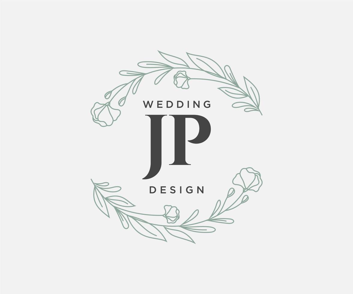 jp initialen brief bruiloft monogram logos verzameling, hand- getrokken modern minimalistisch en bloemen Sjablonen voor uitnodiging kaarten, opslaan de datum, elegant identiteit voor restaurant, boetiek, cafe in vector