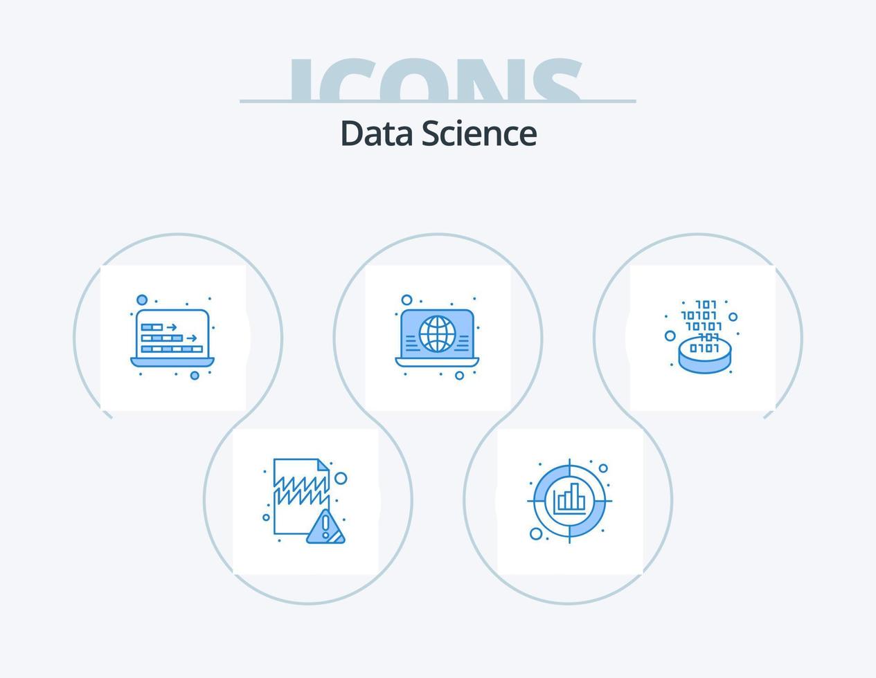 gegevens wetenschap blauw icoon pak 5 icoon ontwerp. web. globaal. doelwit. architectuur. diagram vector