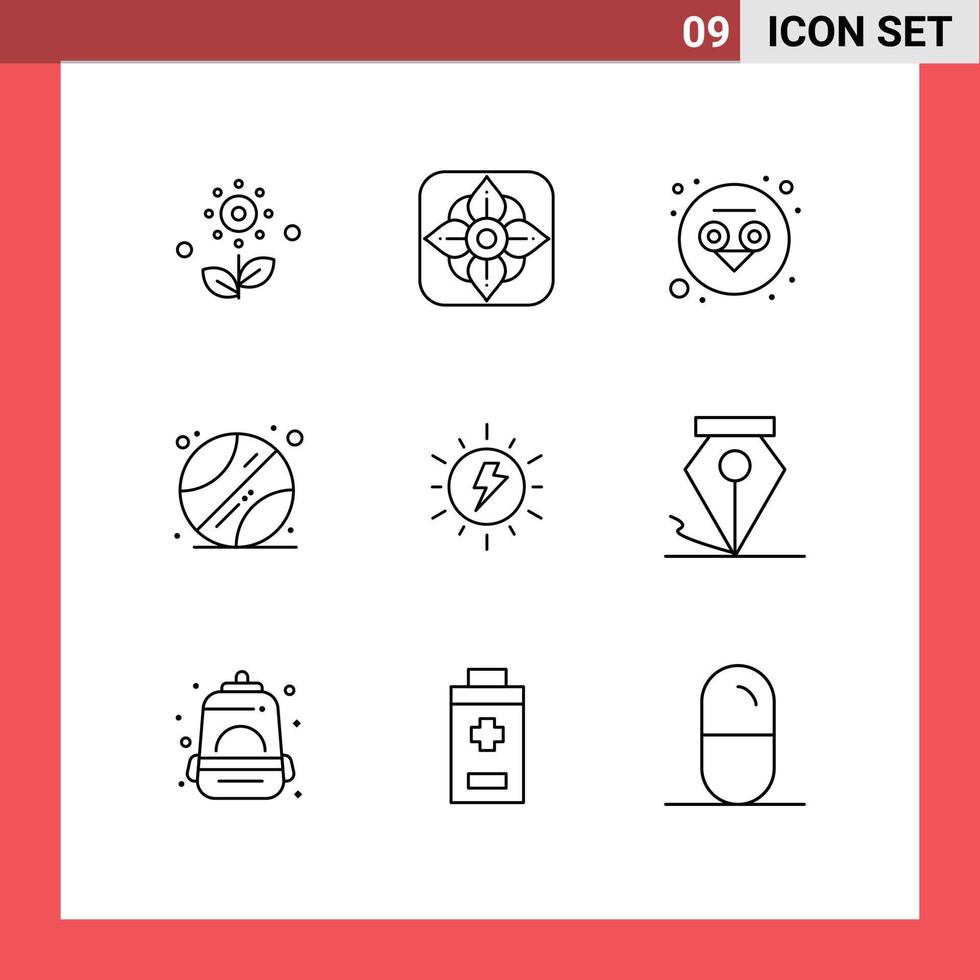 9 schets concept voor websites mobiel en apps vrije vorm zon uil zonne- sport- bewerkbare vector ontwerp elementen