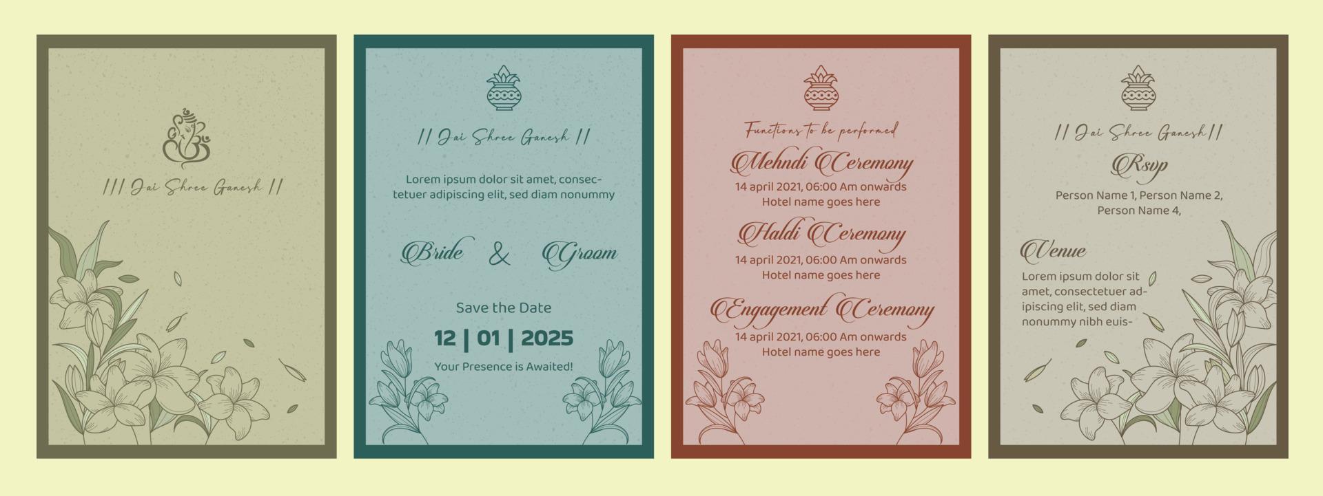 Indiase bruiloft uitnodiging sjabloon vector