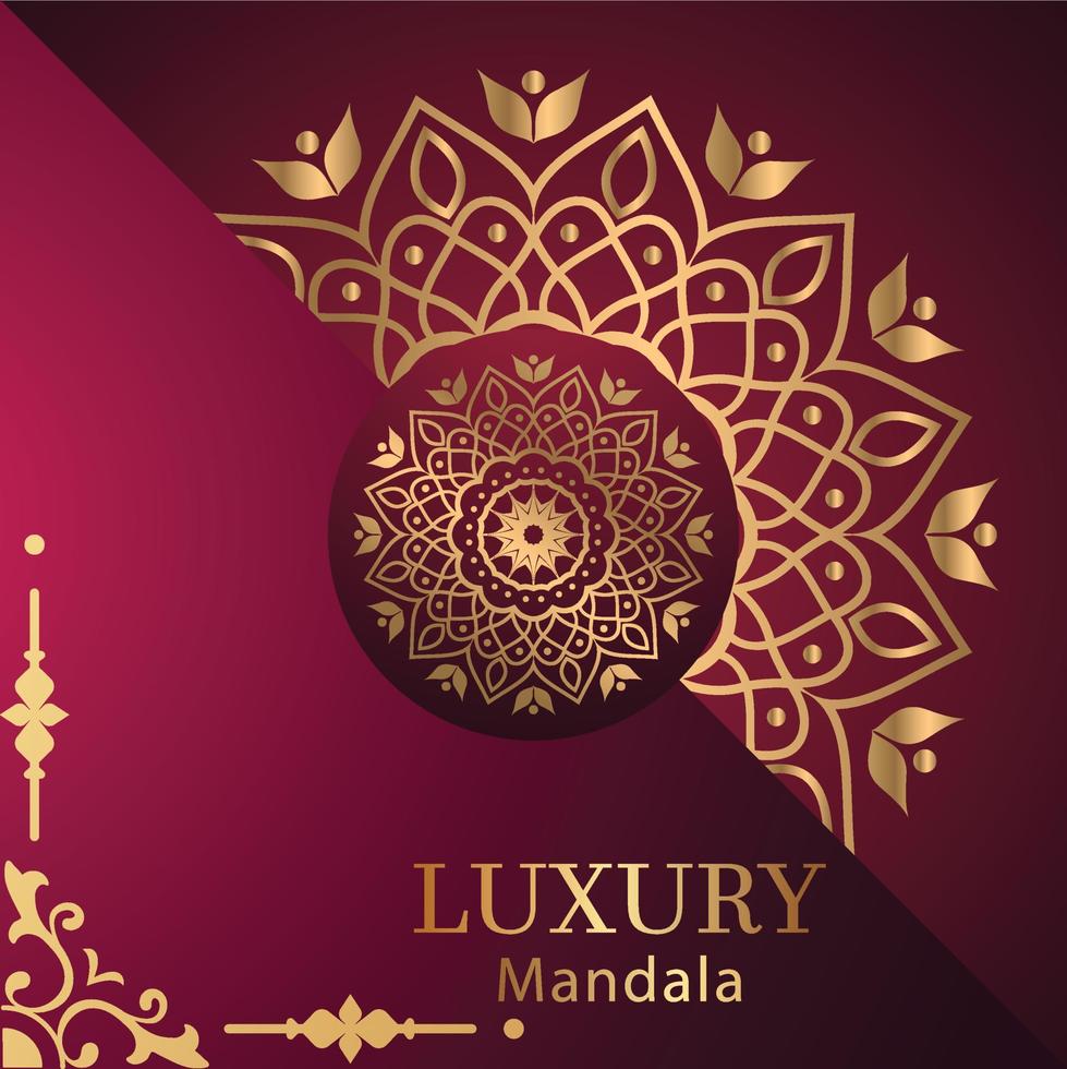 luxe sier mandala ontwerp achtergrond in gouden kleur vector