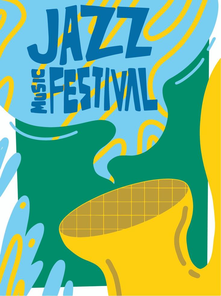 jazz- muziek- festival Hoes poster concept. Mens Speel instrument vector illustratie.