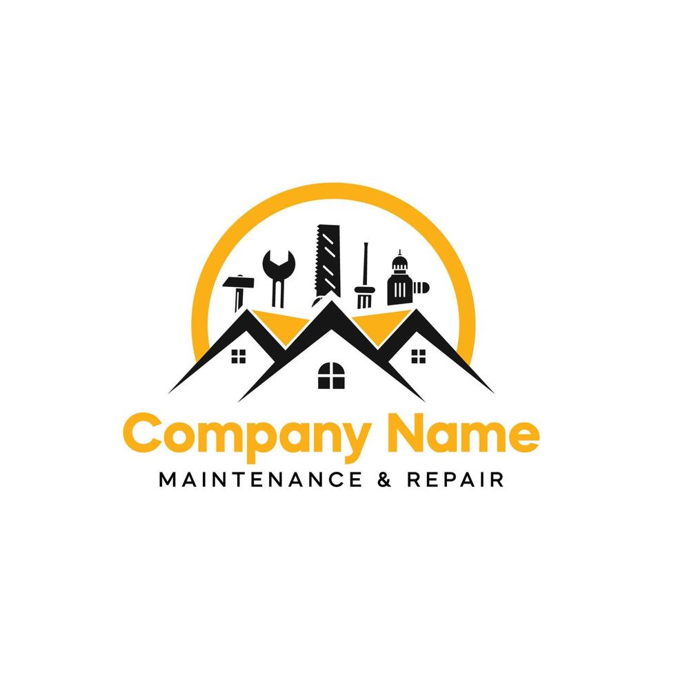 huis verbouwing en reparatie logo ontwerp met gereedschap vector