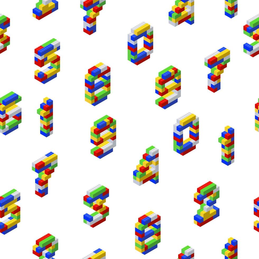 isometrische patroon van getallen verzameld van veelkleurig plastic blokken Aan een wit achtergrond. voor het drukken en decoratie. vector illustratie.