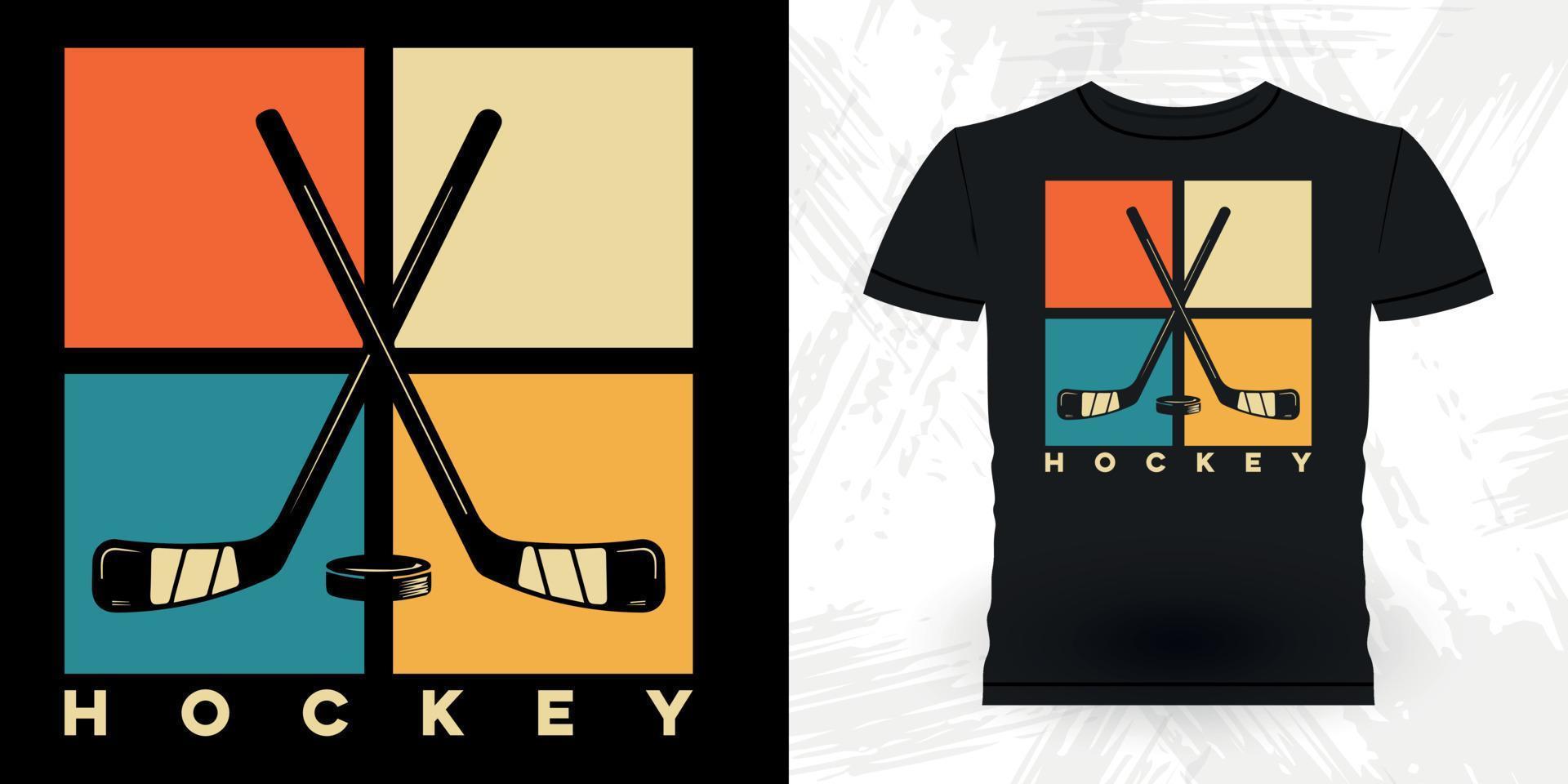 grappig sport- hockey speler geschenk retro wijnoogst hockey t-shirt ontwerp vector