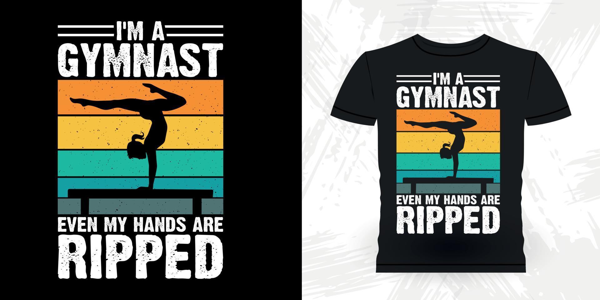 grappig gymnast meisjes Dames retro wijnoogst gymnastiek t-shirt ontwerp vector