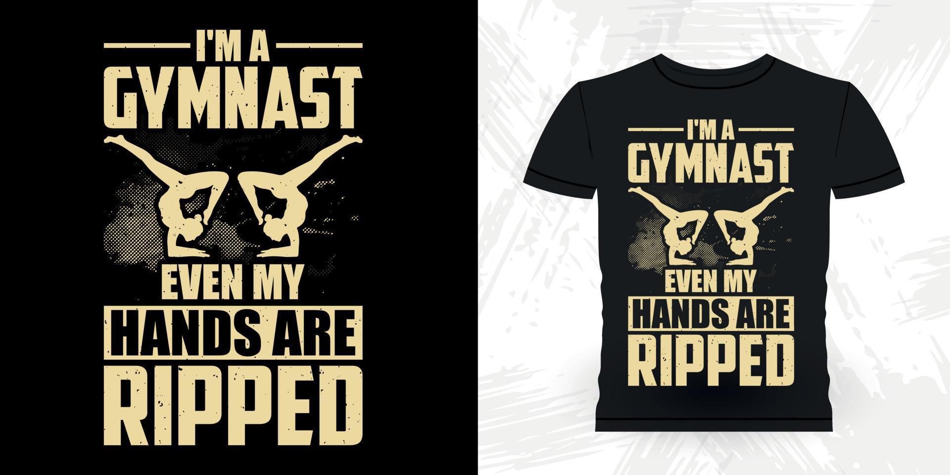 grappig gymnast meisjes Dames retro wijnoogst gymnastiek t-shirt ontwerp vector