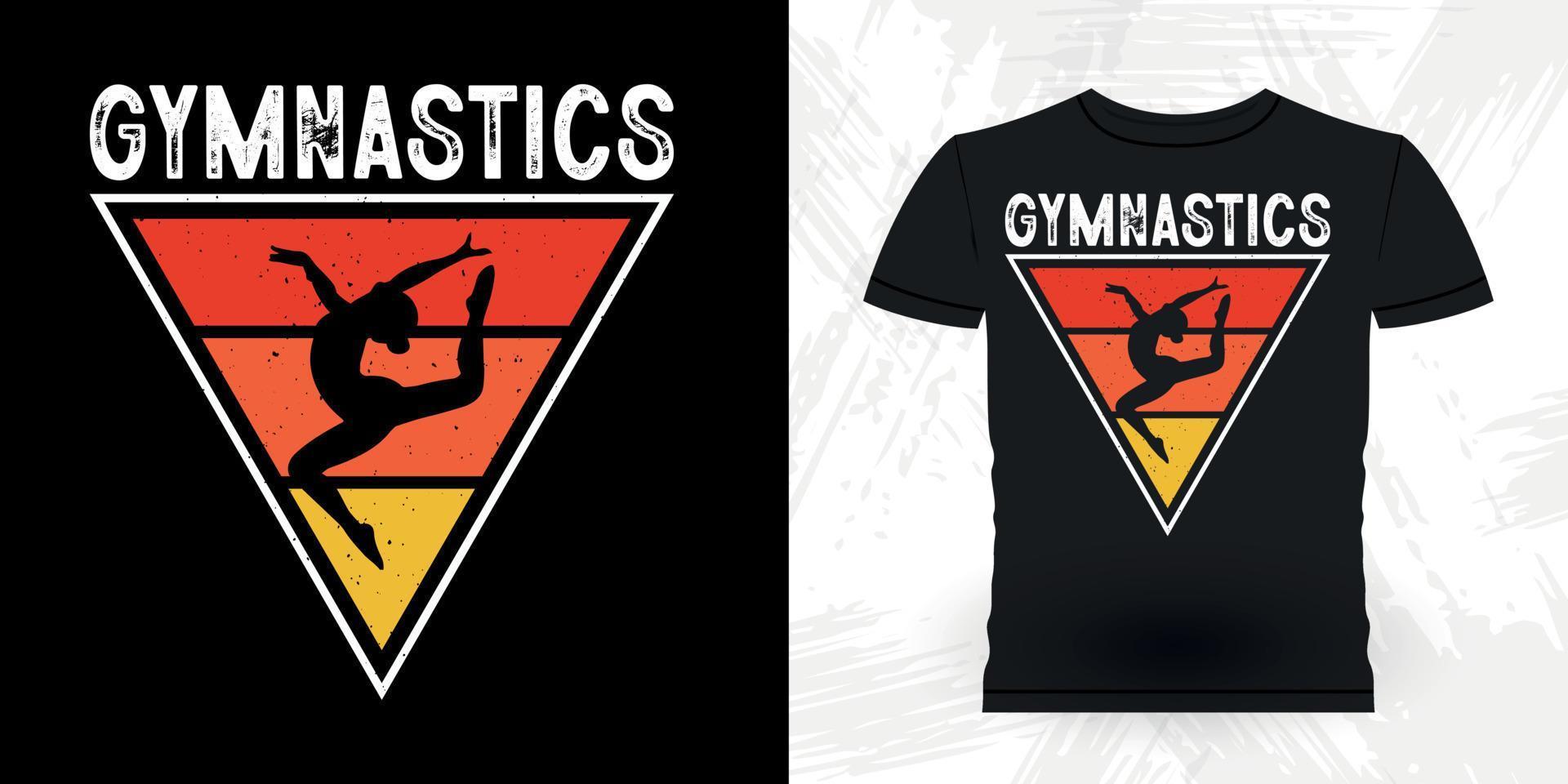 grappig gymnast meisjes Dames retro wijnoogst gymnastiek t-shirt ontwerp vector