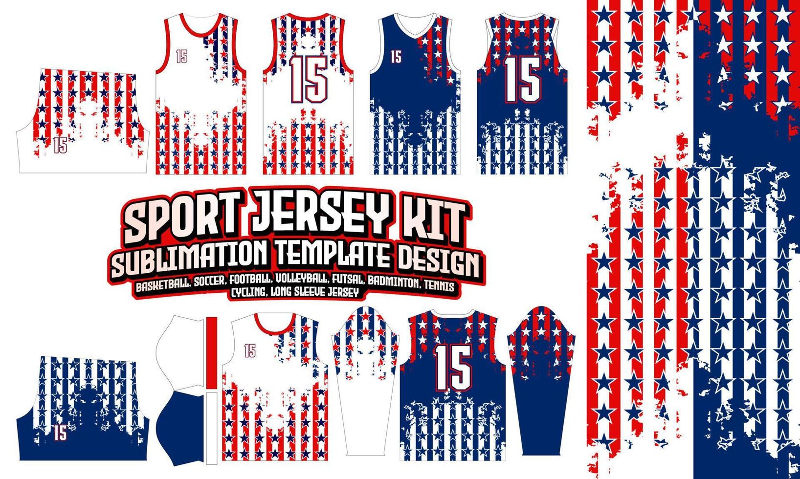 Verenigde Staten van Amerika grunge Jersey ontwerp sport slijtage lay-out voor voetbal Amerikaans voetbal e-sport basketbal volleybal badminton zaalvoetbal t-shirt vector