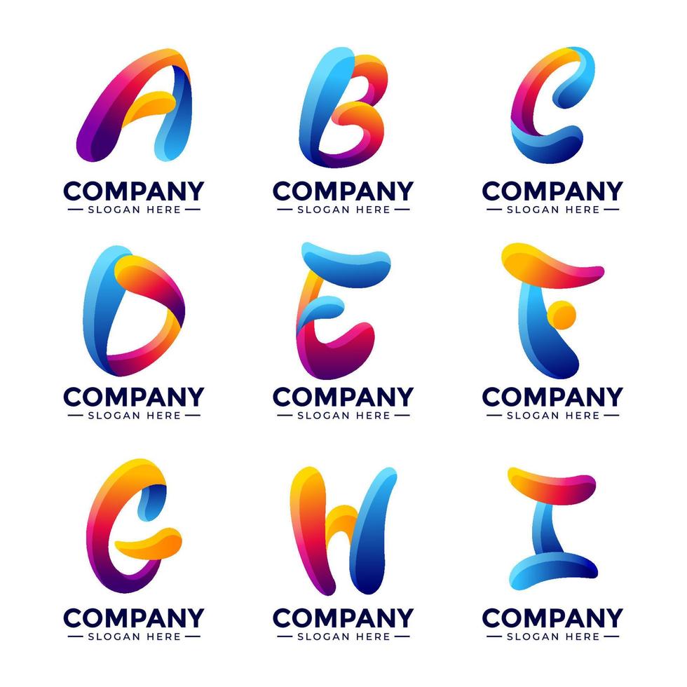 3d alfabet logo verzameling vector