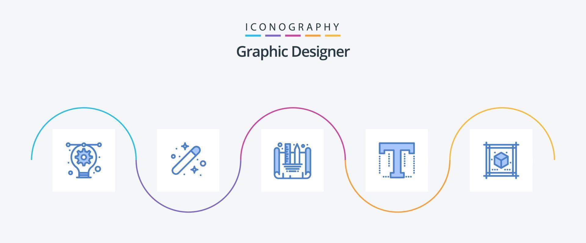 grafisch ontwerper blauw 5 icoon pak inclusief document. ontwerper. grafisch. hulpmiddel. doopvont vector