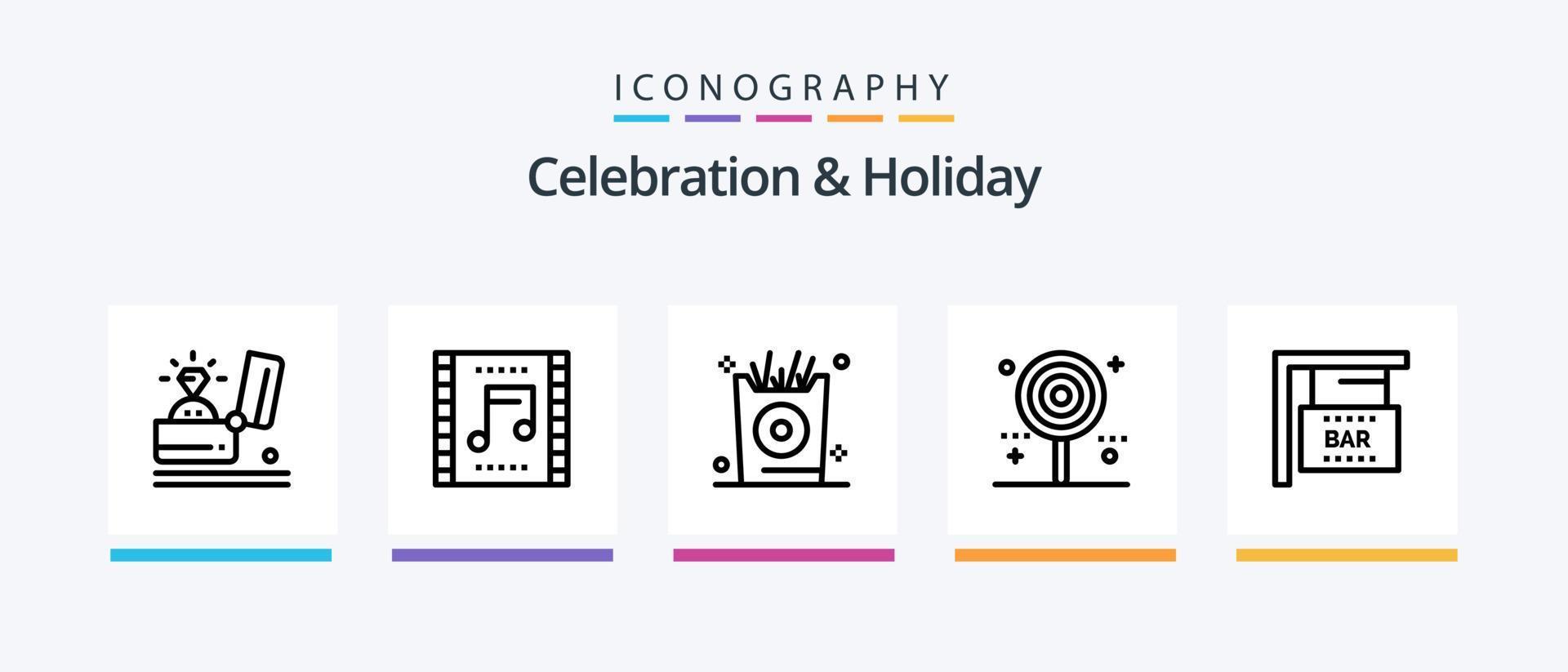 viering en vakantie lijn 5 icoon pak inclusief gelukkig. viering. buitenshuis. vakantie. feestelijk. creatief pictogrammen ontwerp vector