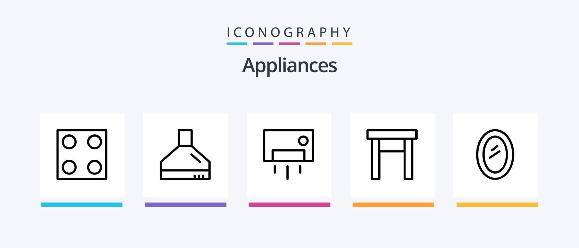 huishoudelijke apparaten lijn 5 icoon pak inclusief keuken. afzuigkap. huis waren. keuken. gerecht. creatief pictogrammen ontwerp vector