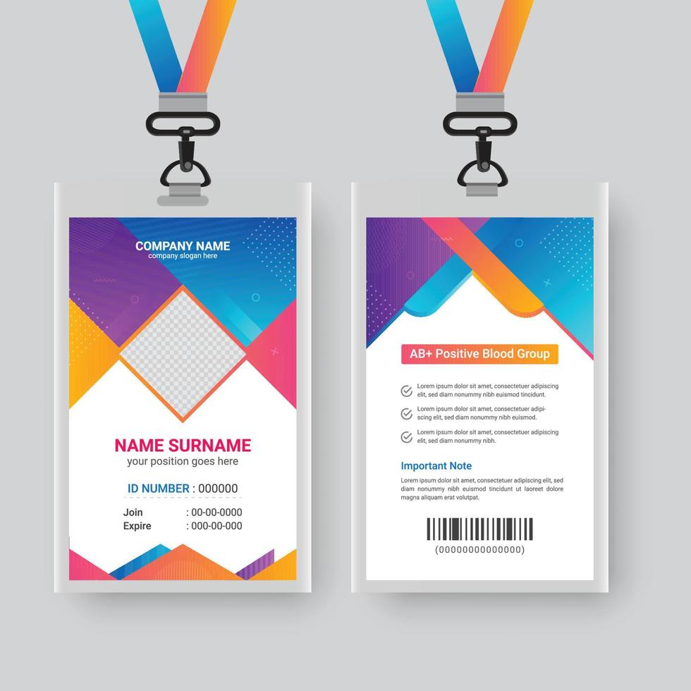 abstract gemakkelijk helling kleur ID kaart kaart ontwerp, professioneel identiteit kaart vector sjabloon