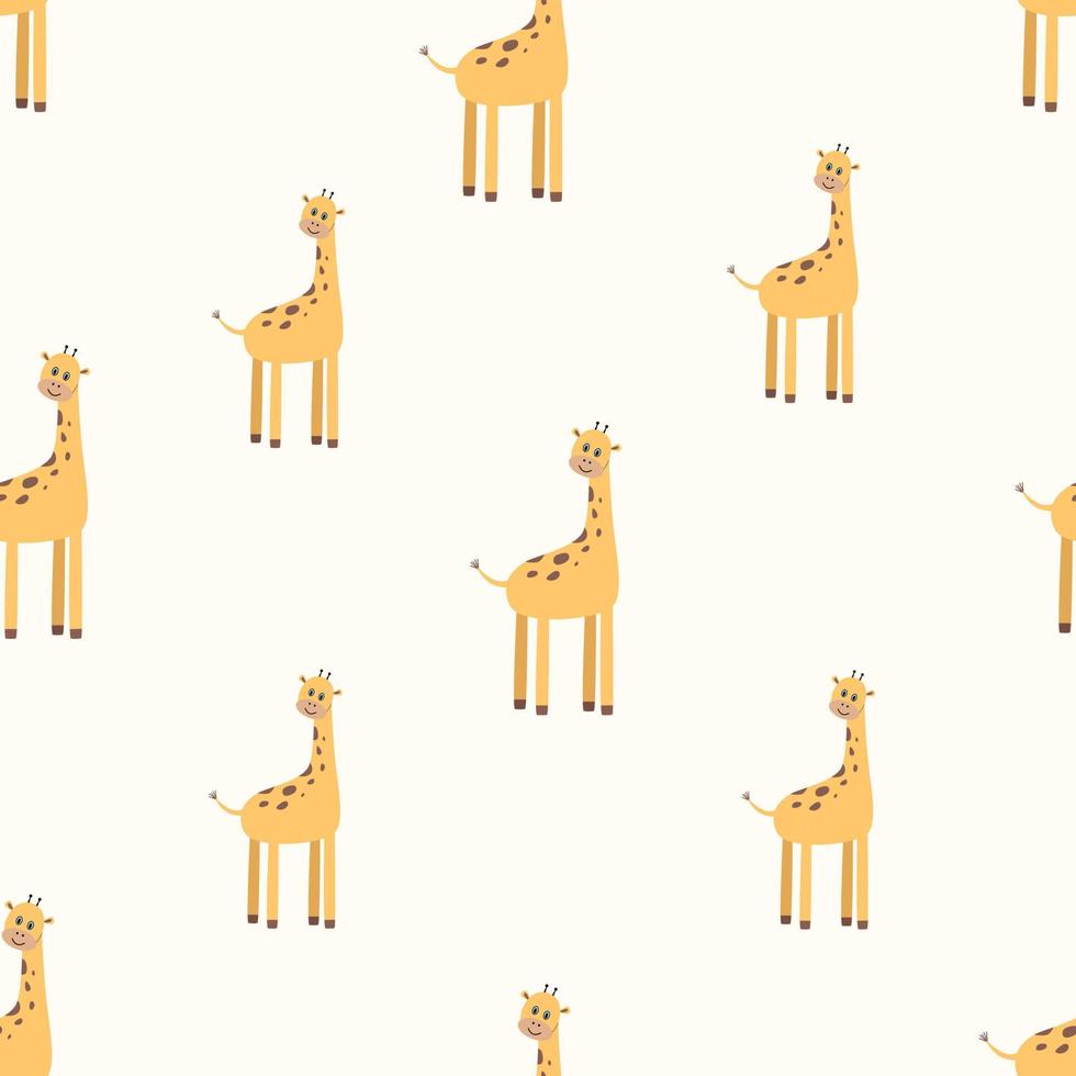 naadloos tekenfilm schattig giraffe patroon. eindeloos behang achtergrond voor kinderen, verpakking het drukken of textiel. vector