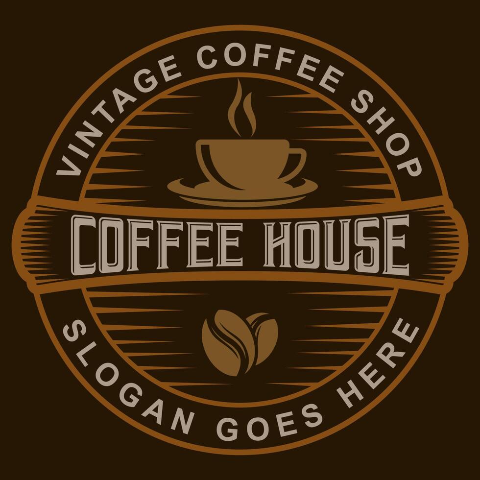 koffie winkel kop wijnoogst logo sjabloon insigne etiket illustratie vector ontwerp