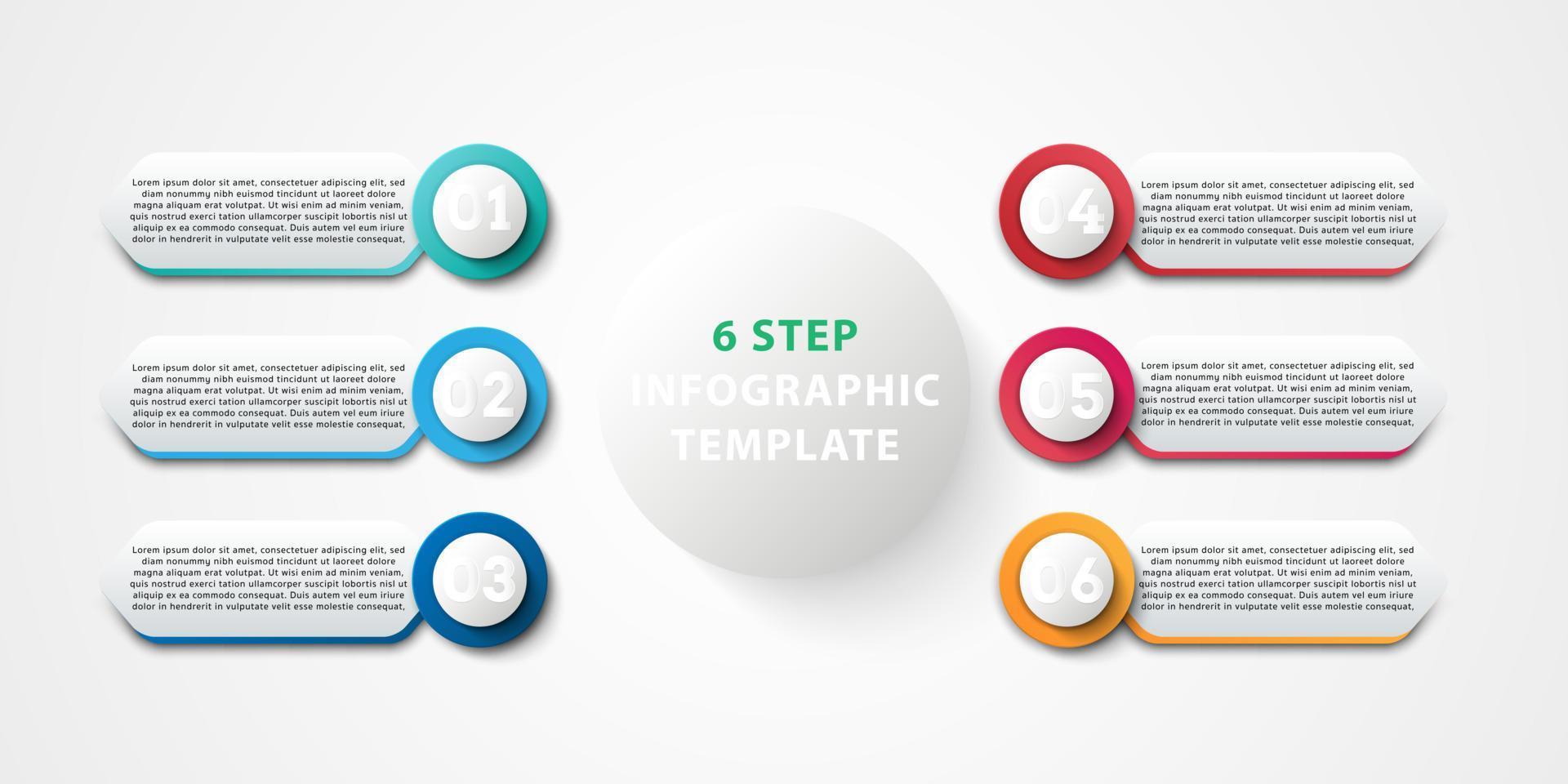 bedrijf infografisch. modern infographic sjabloon. creatief cirkel elementen ontworpen. bedrijf concept met 6 opties, stappen, en onderdelen. abstract infographics aantal opties sjabloon. vector