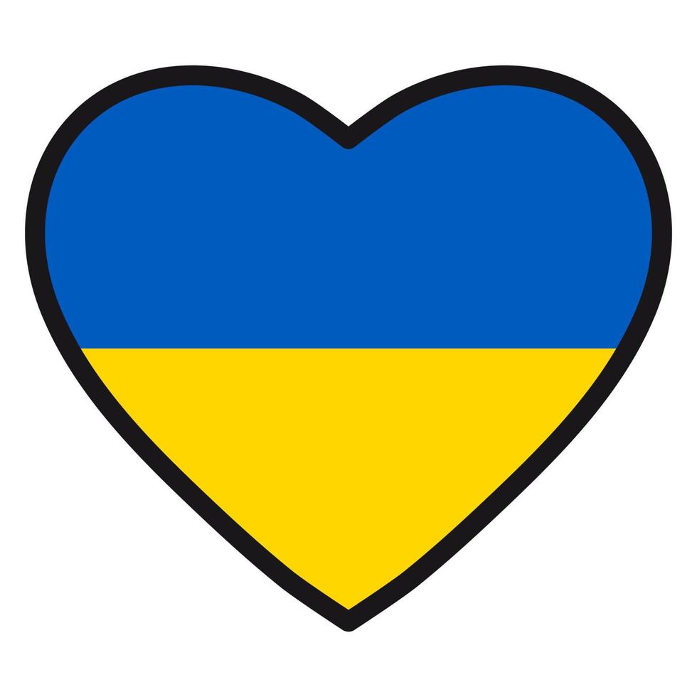 vlag van Oekraïne in de vorm van hart met contrasterend contour, symbool van liefde voor zijn land, patriottisme, icoon voor onafhankelijkheid dag. vector