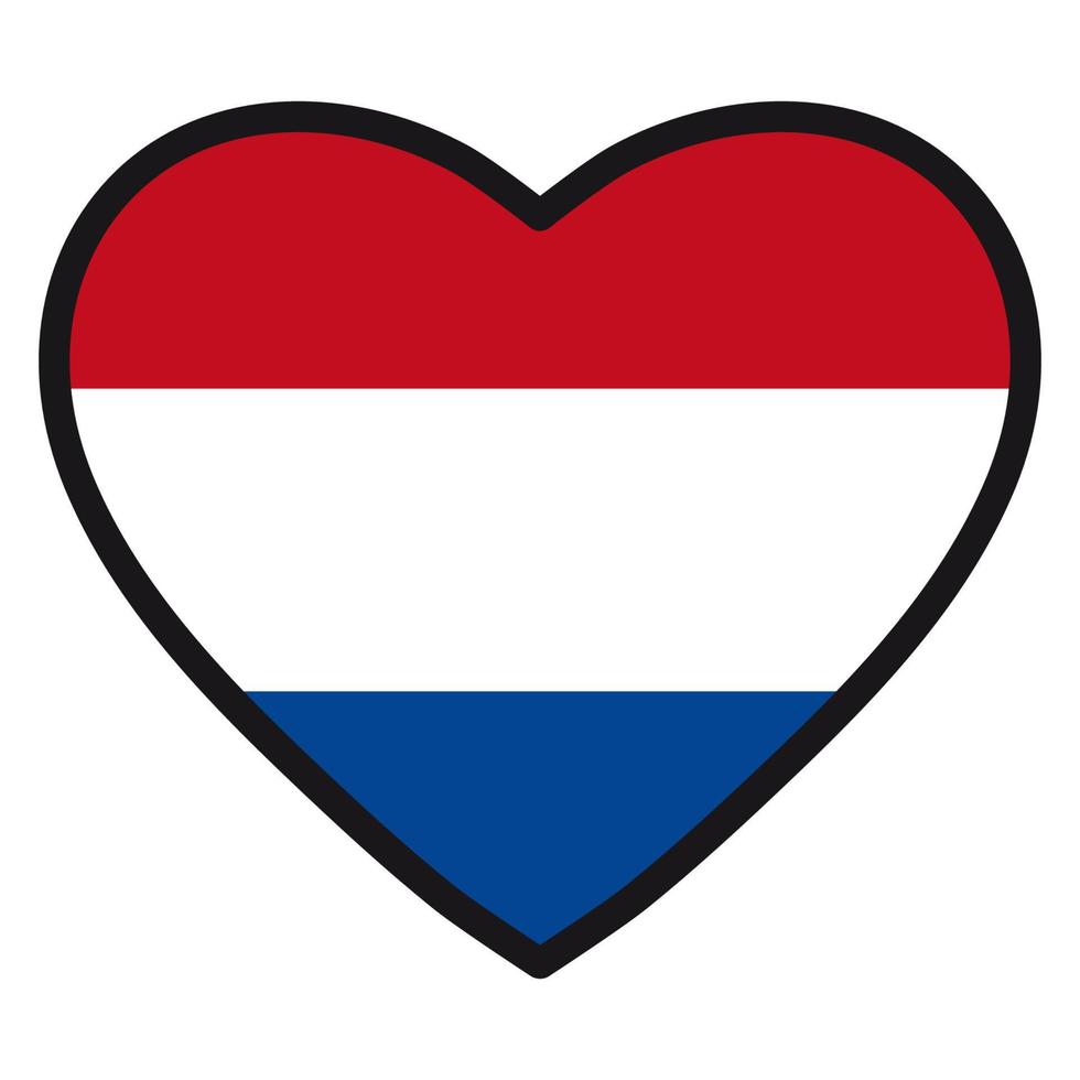 vlag van Nederland in de vorm van hart met contrasterend contour, symbool van liefde voor zijn land, patriottisme, icoon voor onafhankelijkheid dag. vector