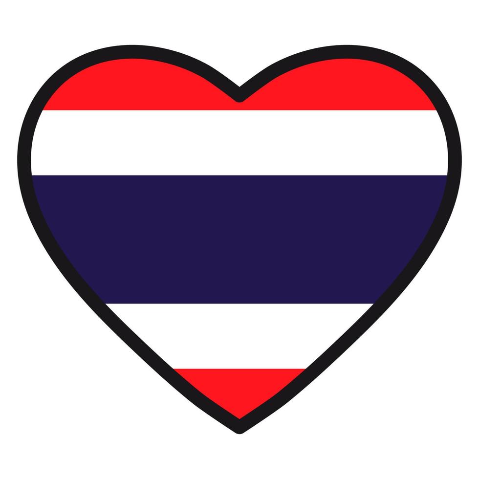 vlag van Thailand in de vorm van hart met contrasterend contour, symbool van liefde voor zijn land, patriottisme, icoon voor onafhankelijkheid dag. vector