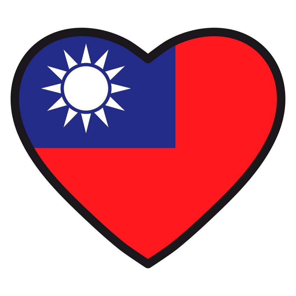 vlag van Taiwan in de vorm van hart met contrasterend contour, symbool van liefde voor zijn land, patriottisme, icoon voor onafhankelijkheid dag. vector