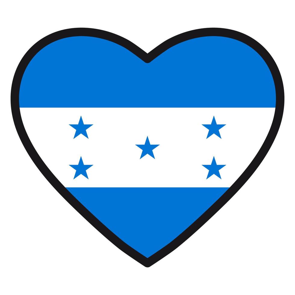 vlag van Honduras in de vorm van hart met contrasterend contour, symbool van liefde voor zijn land, patriottisme, icoon voor onafhankelijkheid dag. vector