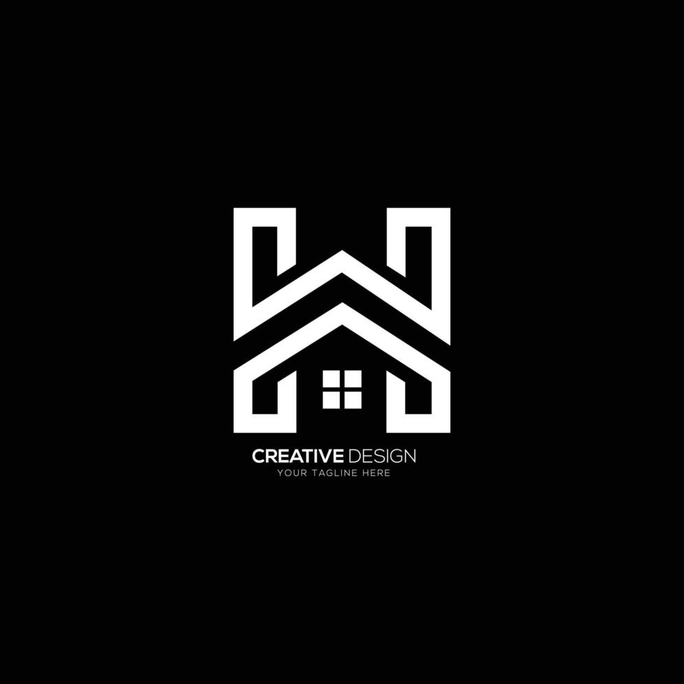 modern brief h echt landgoed huis minimaal lijn kunst logo vector