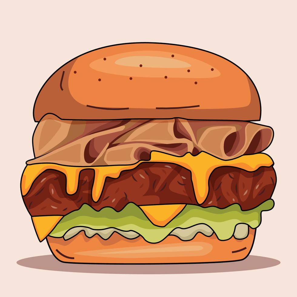 smakelijk hamburger met vlees . vector geïsoleerd voorwerp